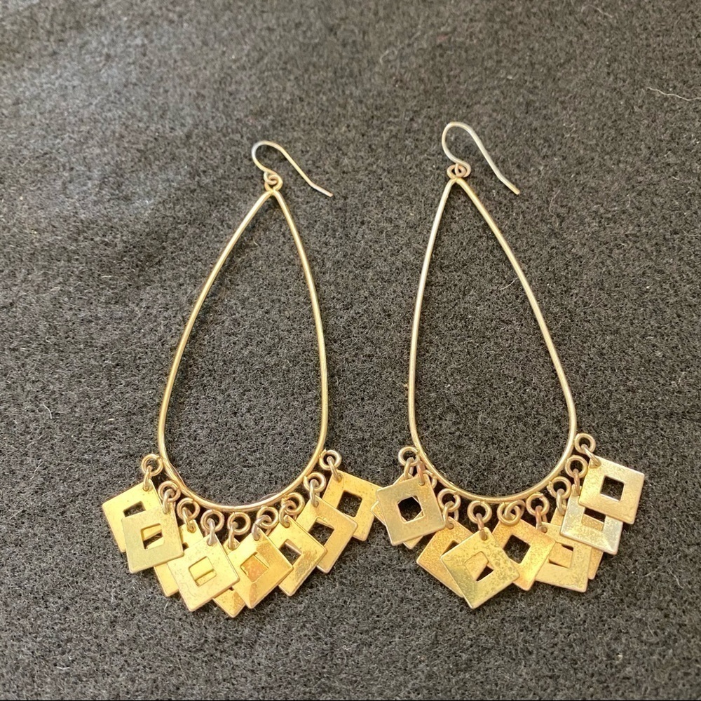 Silver long earrings with squares